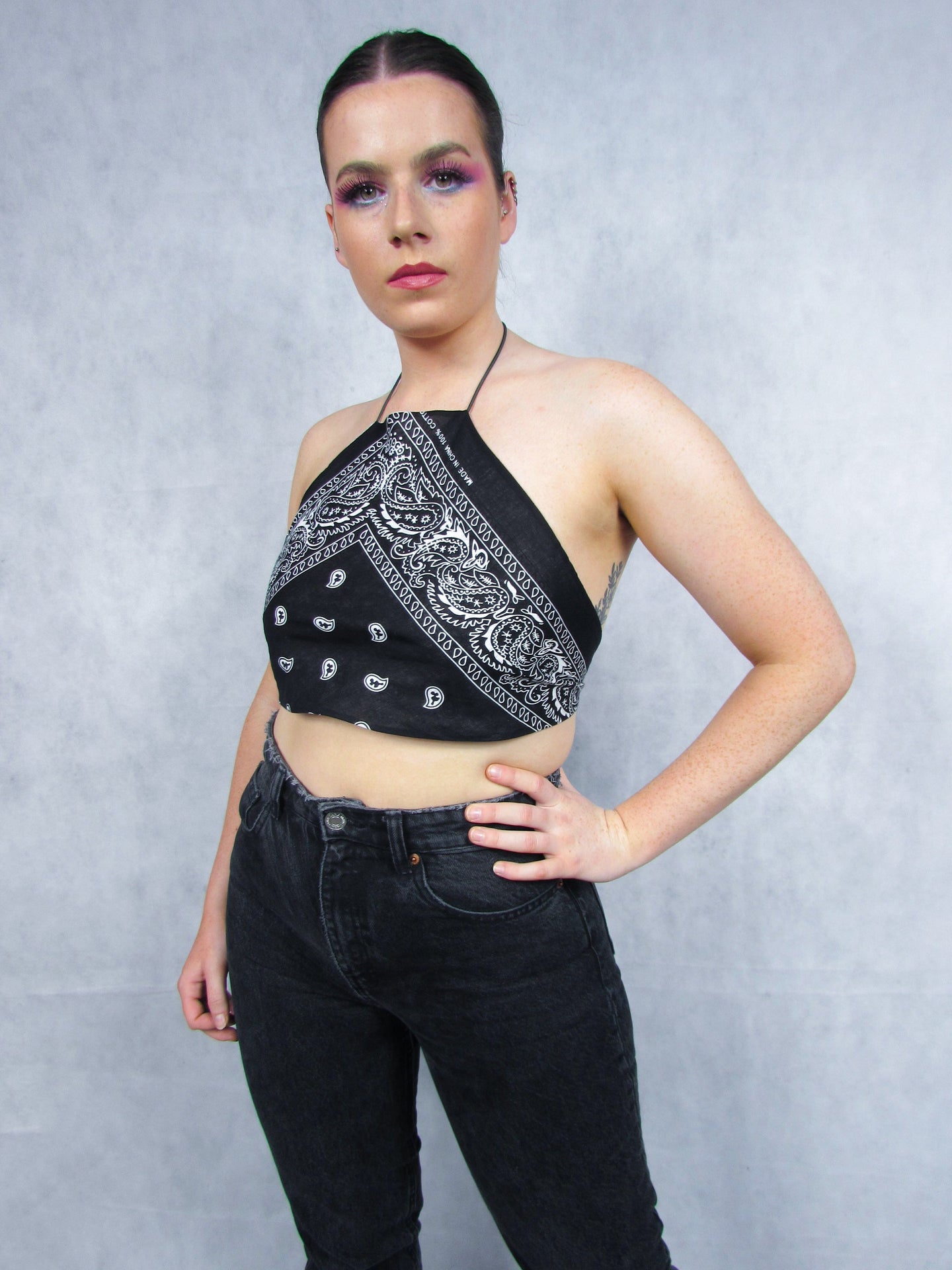 Reversible Bandana Top in Black/White