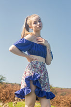 Load image into Gallery viewer, Bloomer Blue Ruched Crop Top
