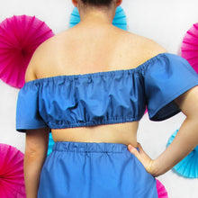 Load image into Gallery viewer, Ruched Bardot Top in Blue
