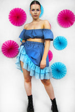 Load image into Gallery viewer, Ruched Friller Skirt in Blue
