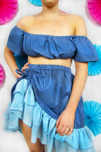 Load image into Gallery viewer, Ruched Friller Skirt in Blue
